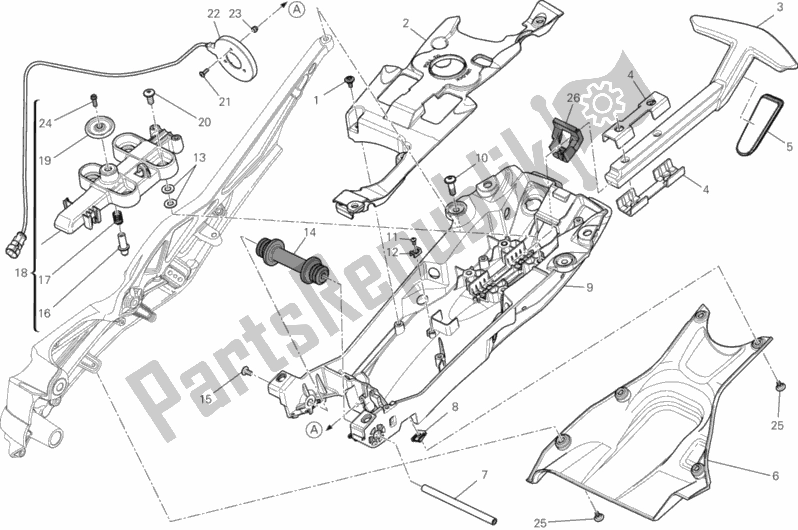 Todas as partes de Quadro Traseiro Comp. Do Ducati Diavel FL Brasil 1200 2016